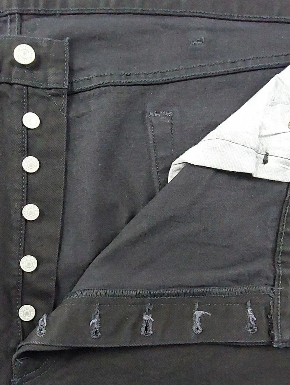 Levis Button Fly 501 Jeans Mens 50x28 Original Black Denim Stretch NWT $69.50
